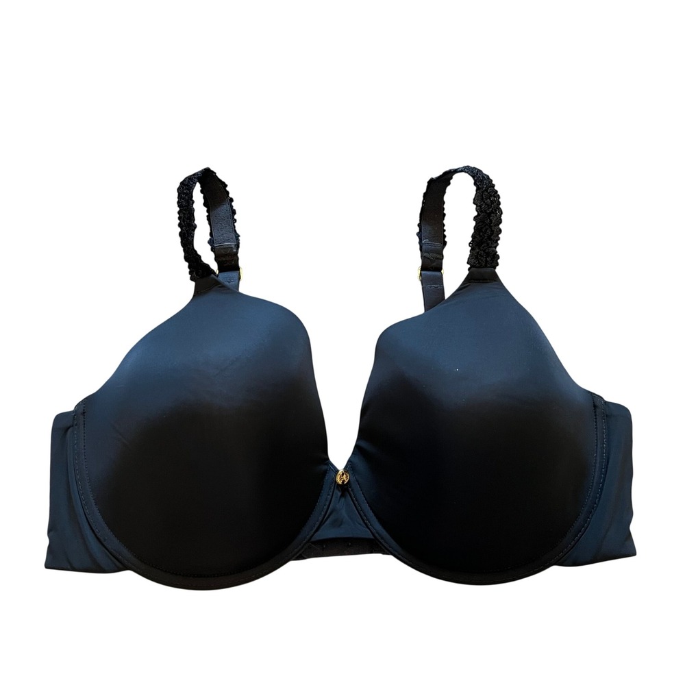Natori Feathers Contour Plunge Bra Black Underwire Lace Trim 731080 38D